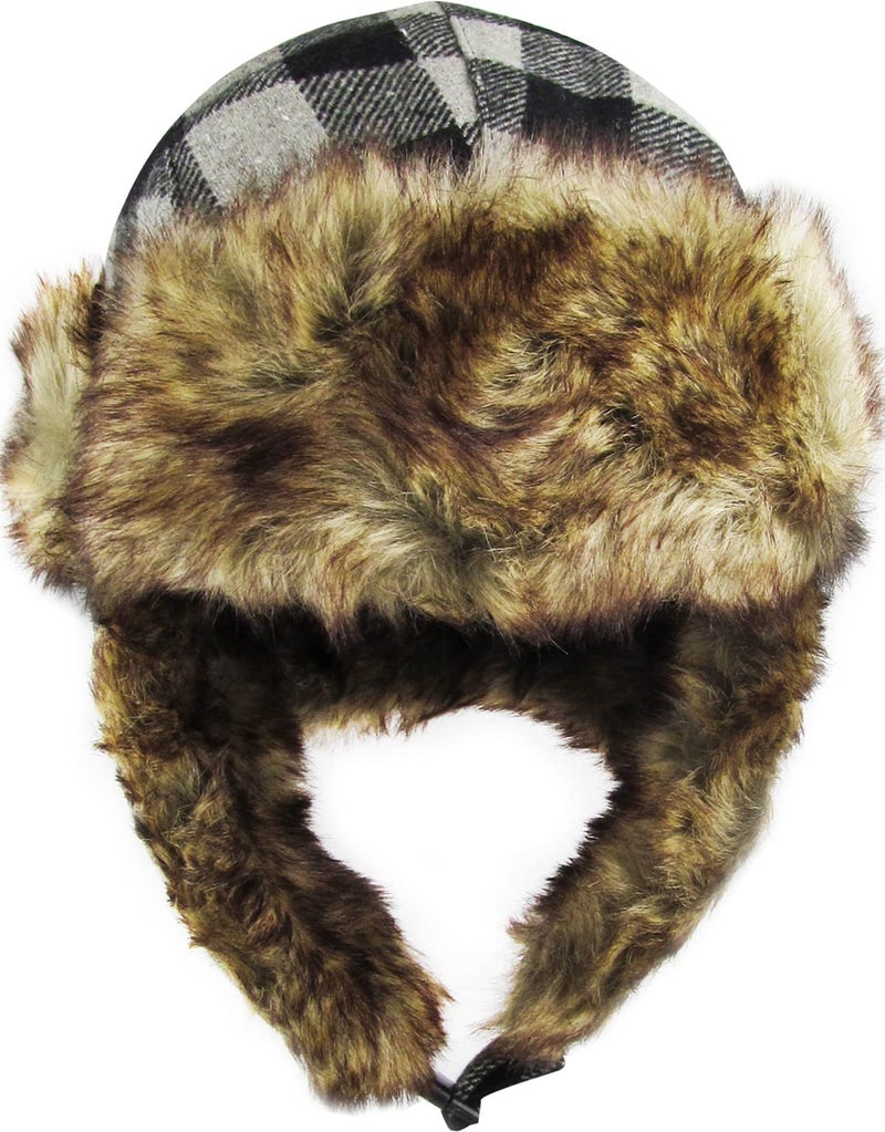KBETHOS KBW-604 BLK-Gry Lumberjack Plaid Aviator Trapper Hat Trooper Ear Flaps Ushanka Eskimo Cold - Image 2